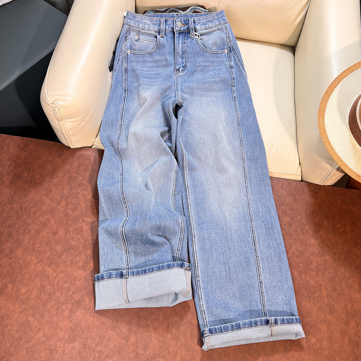 高腰遮肉窄版阔腿牛仔裤女春季2026年新款宽松显瘦垂感拖地直筒裤,淘宝优惠券,粉丝福利购,淘宝优惠卷