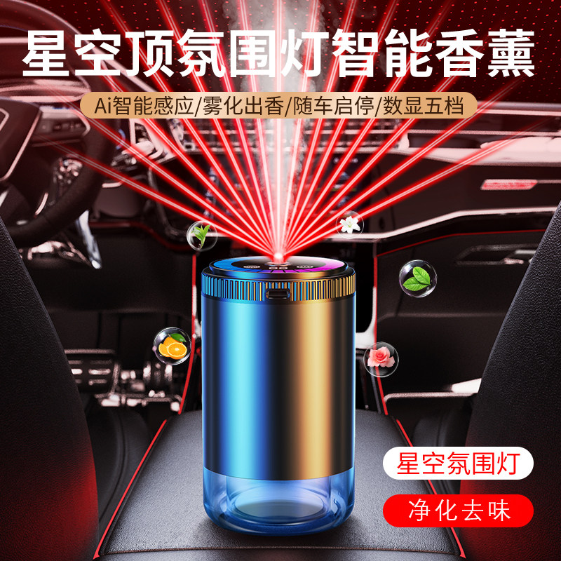 智能车载香薰自动喷雾喷香星空顶氛围灯新款汽车雾化充电香水高级 - 图1