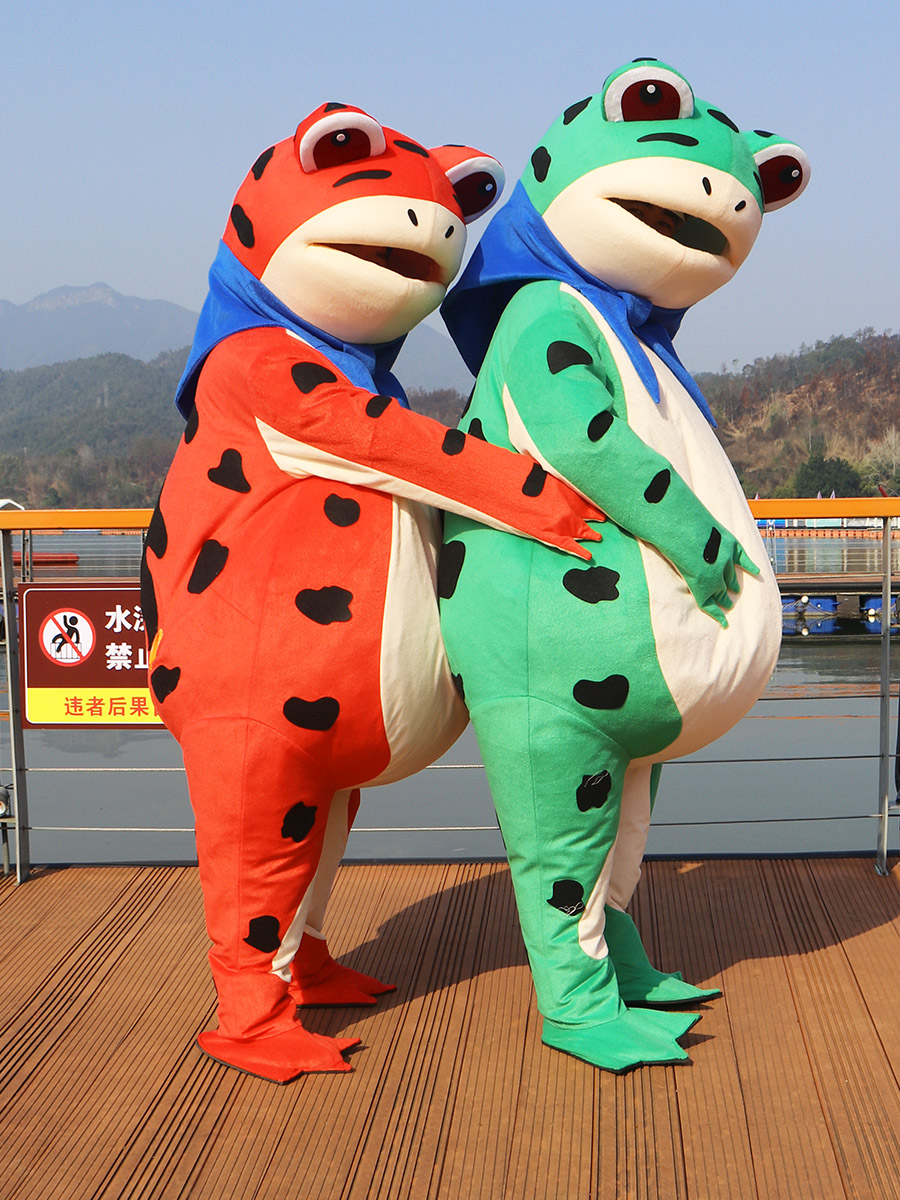 充气青蛙卡通人偶服装癞蛤蟆搞笑夏天玩偶动物道具服行走表演头套 - 图2