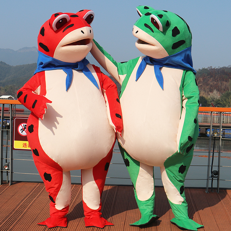 充气青蛙卡通人偶服装癞蛤蟆搞笑夏天玩偶动物道具服行走表演头套 - 图0