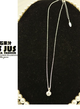 高档超闪锆石项链轻奢小众春夏四方形项链气质颈链锁骨链新款吊坠