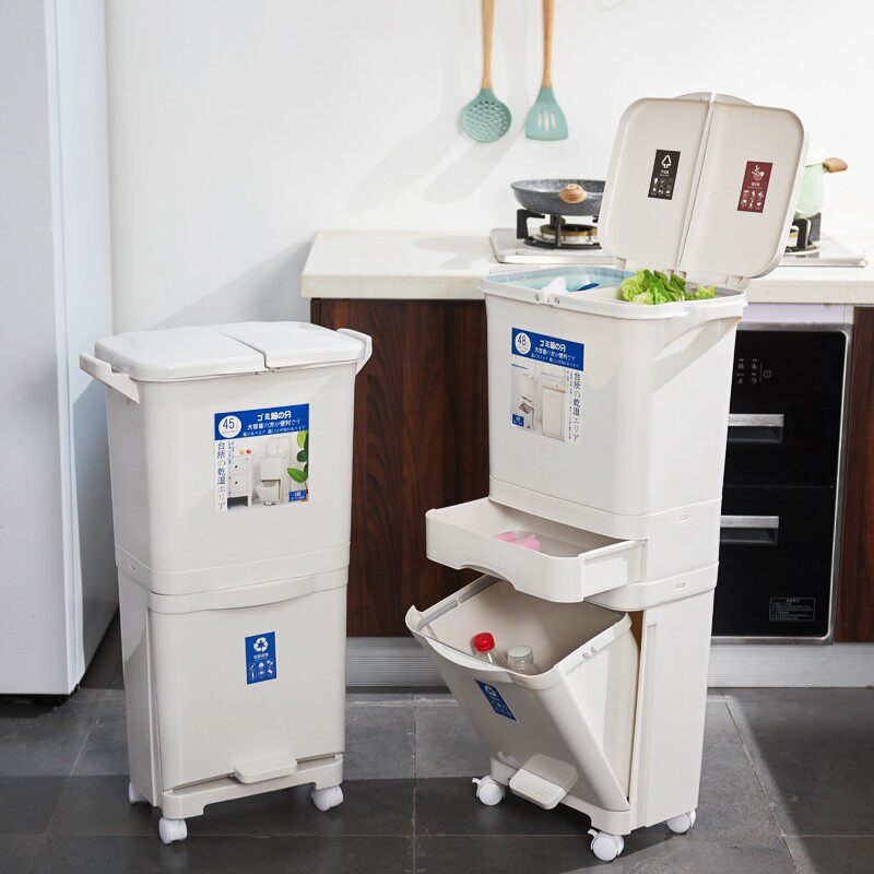 日本厨房 分类垃圾桶家用干湿分类垃圾桶三分类赵一鸣零食很忙,淘宝优惠券,粉丝福利购,淘宝优惠卷