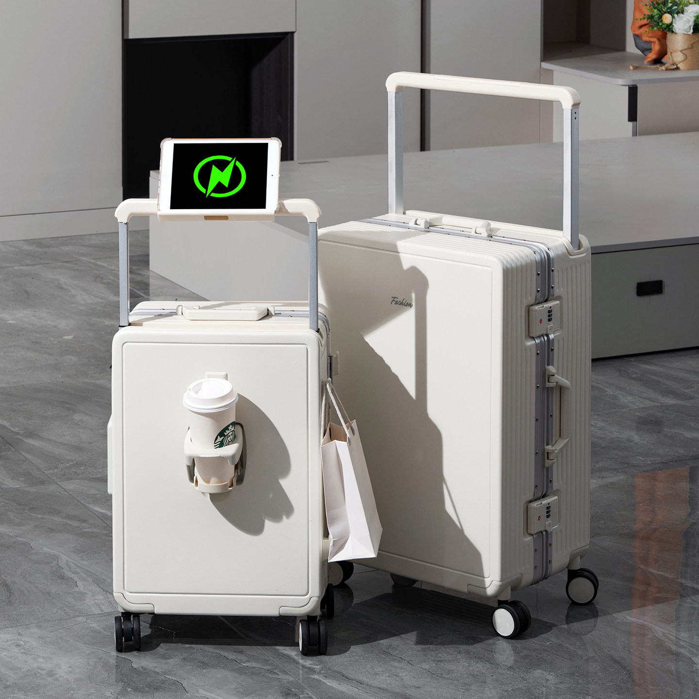 宽拉杆行李箱新款铝框旅行箱密码多功能拉杆箱大容量静音万向轮,淘宝优惠券,粉丝福利购,淘宝优惠卷