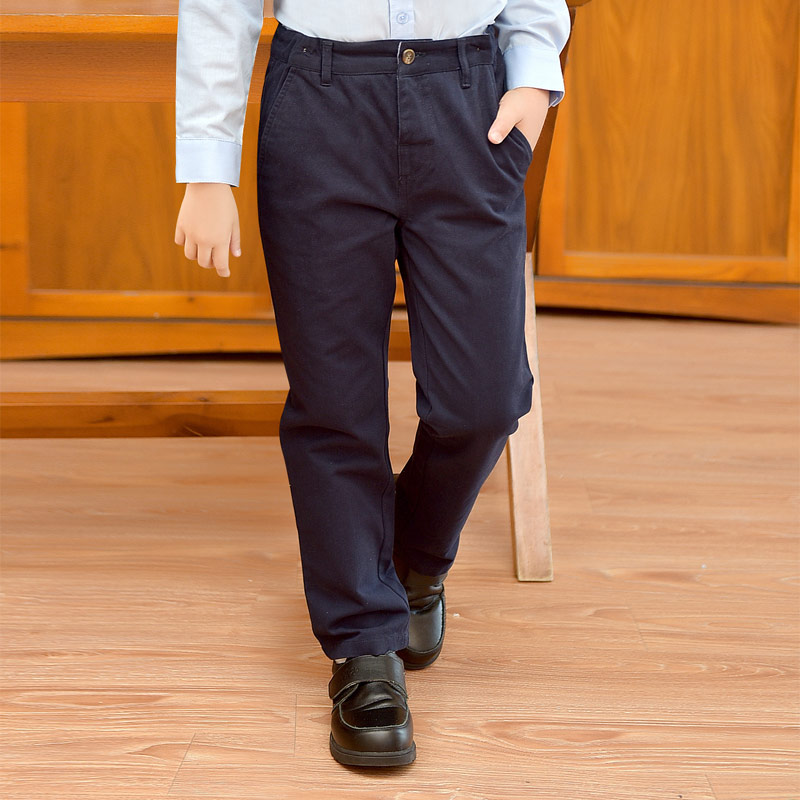 校服褲子男童裝春秋冬季深藍色杏色幼兒園初中小學生班服園服長褲