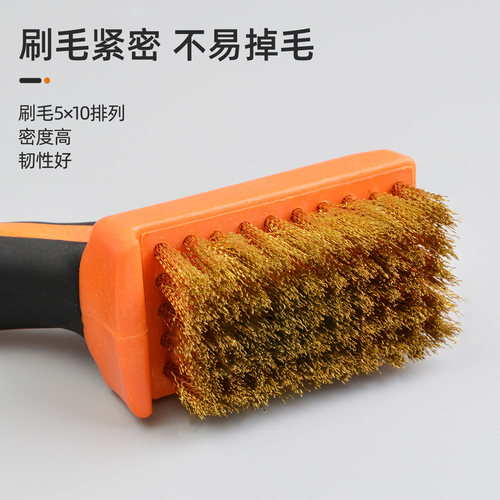 打磨烧烤铜丝刷加密不锈钢硬刷子清洁刷厨房长柄钢丝刷除锈小铁刷 - 图2