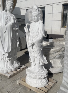 整块天然汉白玉雕刻观音菩萨像