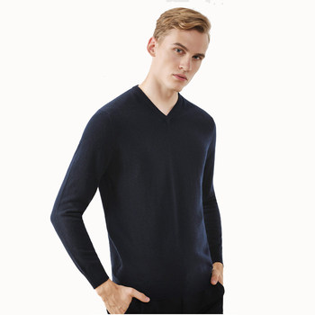 ເສື້ອຢືດ cashmere ລະດູຫນາວຂອງຜູ້ຊາຍ Luwang ທີ່ແທ້ຈິງຄໍ V ສະດວກສະບາຍ pullover versatility ເສື້ອ sweater knitted ວ່າງ