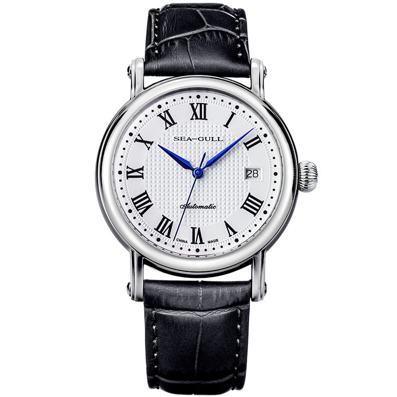 海鸥男皮带防水日历全自动机械简约 海鸥表优力联旭国产腕表