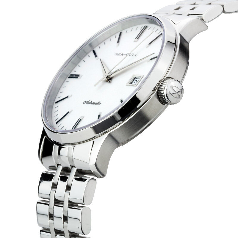 海鸥时尚潮流全自动机械女表精钢带日历白盘女士防水腕表816.362L