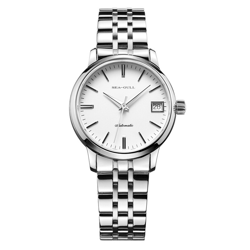 海鸥时尚潮流全自动机械女表精钢带日历白盘女士防水腕表816.362L