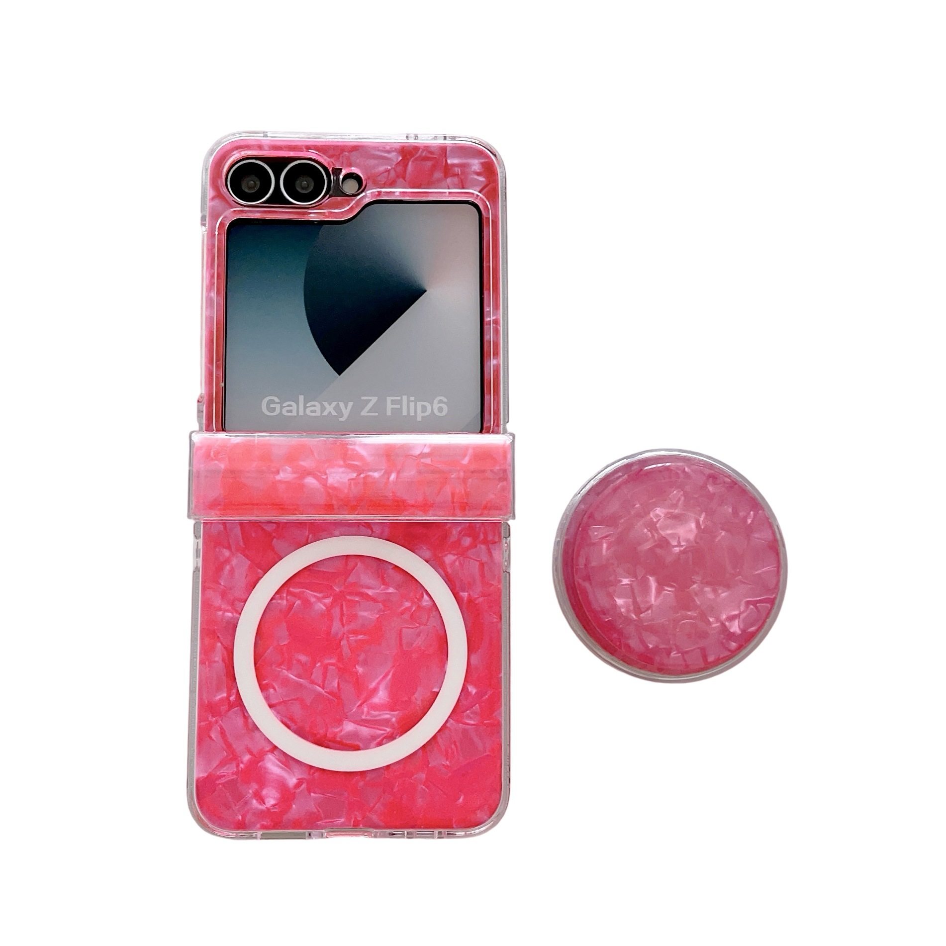 适用三星zflip6/5手机壳全包铰链防摔zflip4/3个性创意贝壳纹透明,淘宝优惠券,粉丝福利购,淘宝优惠卷