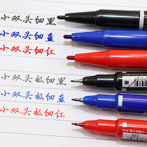 小双头油性记号笔黑色彩色可加墨粗细马克笔勾线笔学生美术生专用