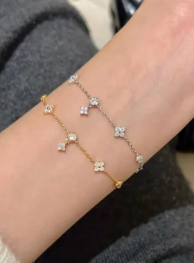 百搭璀璨手链四叶草女手饰轻奢锆石星星法式小众高级感新款送设计