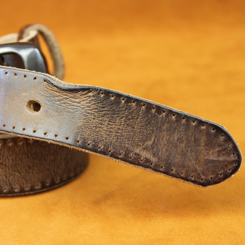 2025新款复古做旧黑扣青年轻男士头层牛皮皮带真皮休闲牛仔裤腰带