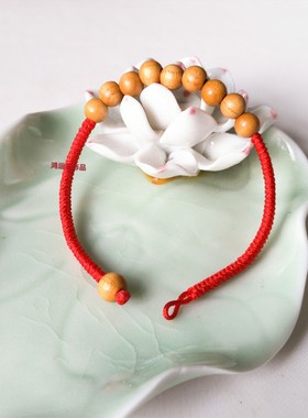 野生桃木手串手链本命年红绳