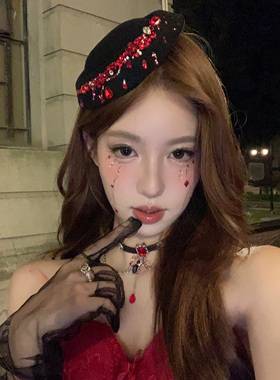 暗夜修女万圣节红钻小礼帽发夹