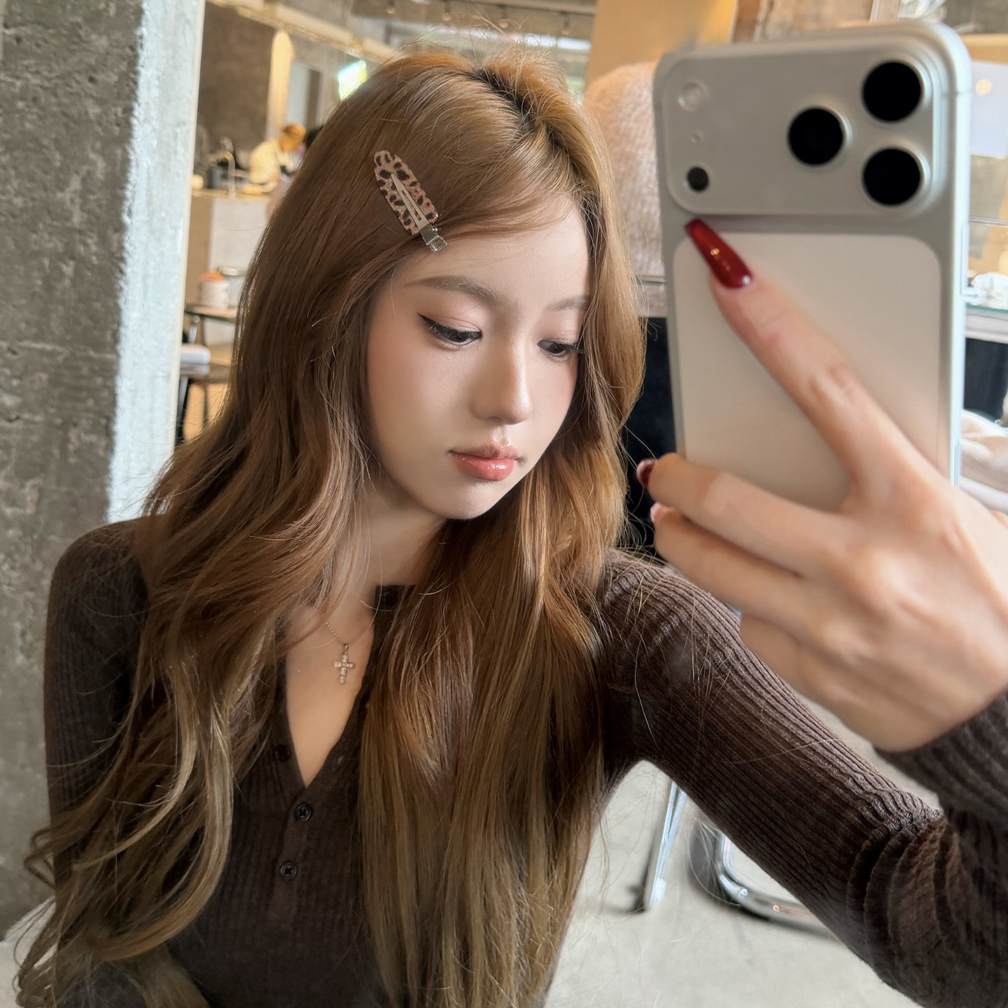 【蜜桃茶】韩女配方 复古豹纹无痕鸭嘴夹高级感侧边刘海夹子发卡,淘宝优惠券,粉丝福利购,淘宝优惠卷