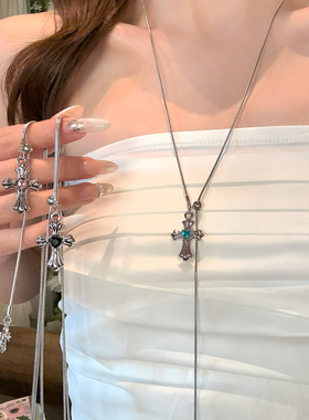 春日调色盘可抽拉彩色十字架项链