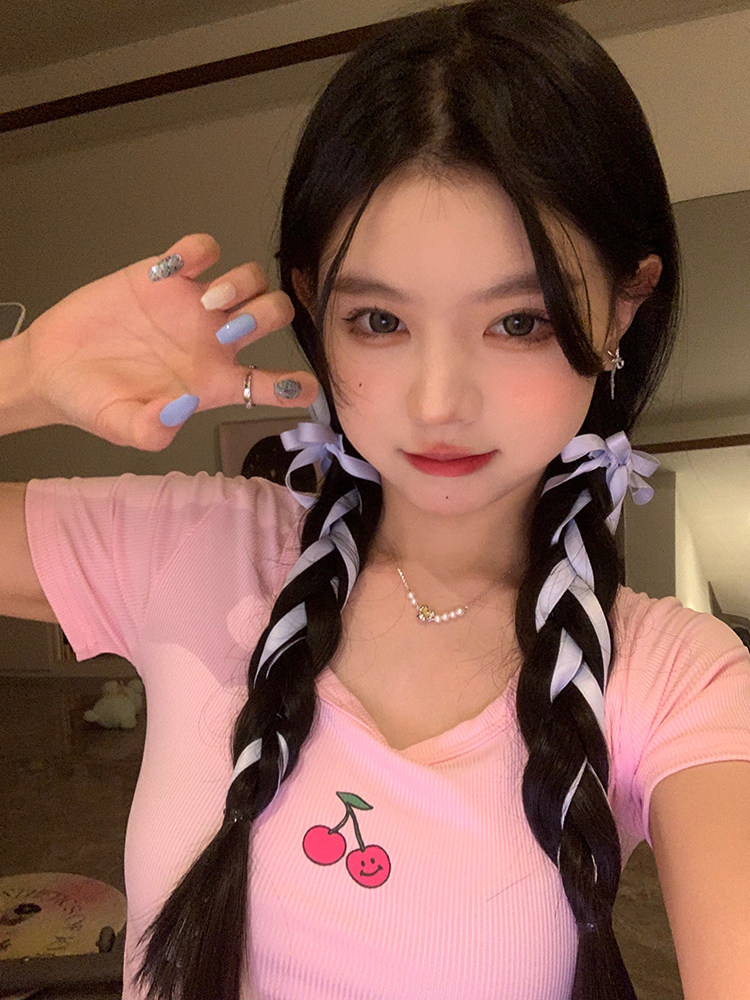 【蜜桃茶】少女蝴蝶结丝带发夹编发绑发ins网红扎双马尾头饰发饰_虎窝淘