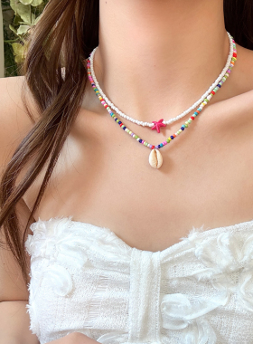 小岛holiday~彩色海星贝壳项链