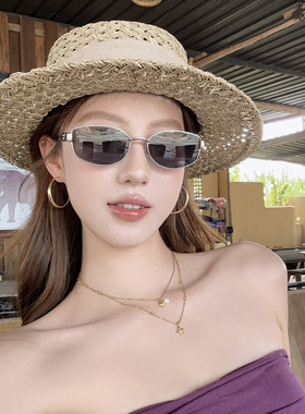 复古老钱风金属框遮阳太阳眼镜女