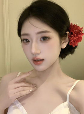 夏日繁花红色花朵发夹