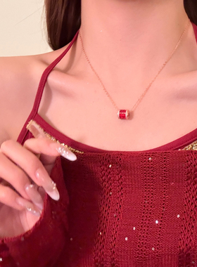 好运小蛮腰高级感红色闪锆项链
