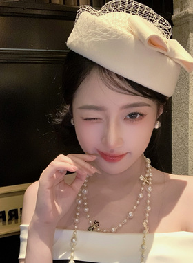 香阀世家蝴蝶结网纱千金小礼帽