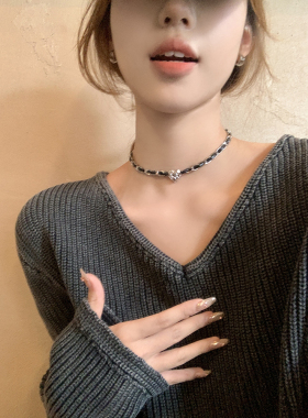 peachtea爱心皮质项链