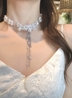 第四纪情书重工花朵珍珠choker