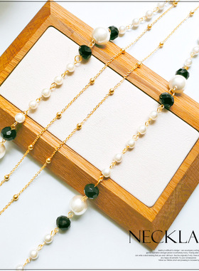 仿珍珠女双层多层项链毛衣链