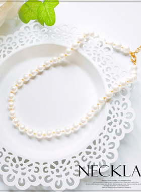 白色仿珍珠项链女生复古赫本风锁骨链短款颈链配饰品毛衣链子051