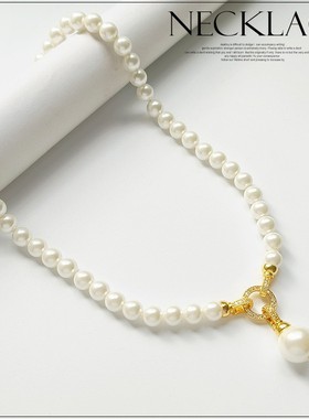 轻奢仿珍珠项链毛衣链颈链配饰品锁骨链女士时尚气质项圈颈饰L081