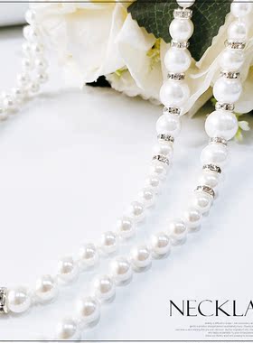 女士旗袍复古长款多层珍珠项链