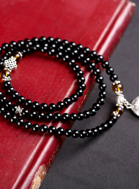 黑曜石大气佛珠生日礼物首饰品