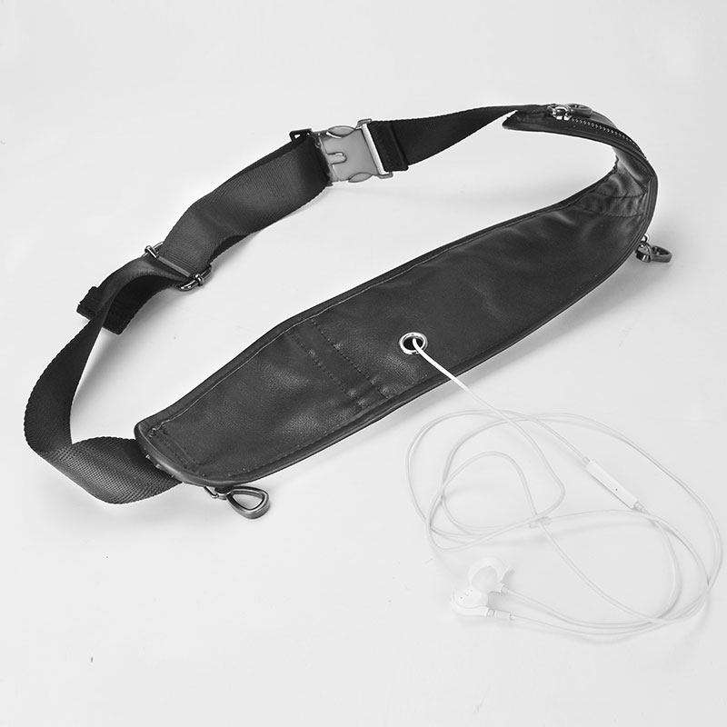 新款羊皮跑步贴身薄款头层真皮腰包 心飞扬箱包男士包袋