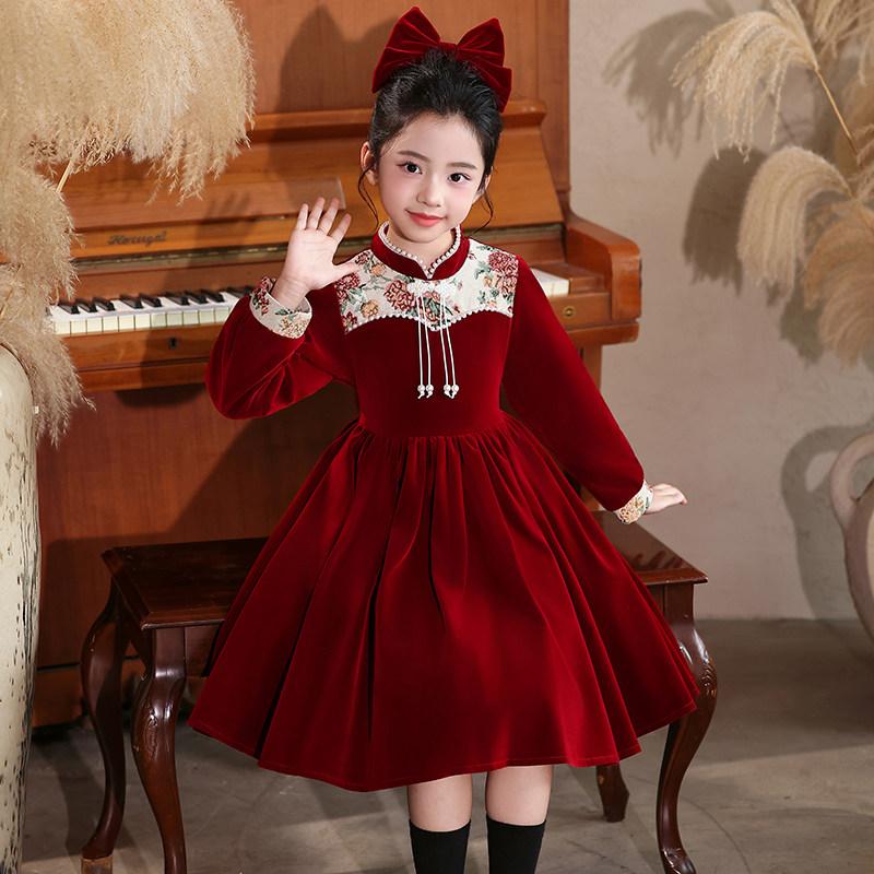 女童连衣裙秋冬新款公主裙女宝洋气秋季长袖童装红色年服儿童裙子,淘宝优惠券,粉丝福利购,淘宝优惠卷