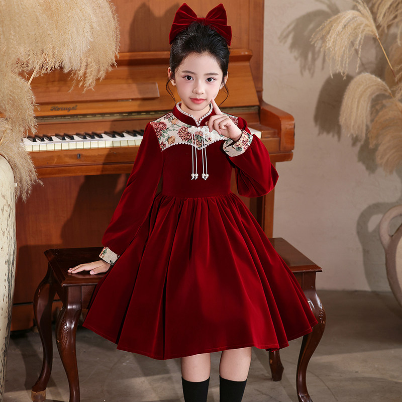 女童连衣裙秋冬新款公主裙女宝洋气秋季长袖童装红色年服儿童裙子,淘宝优惠券,粉丝福利购,淘宝优惠卷