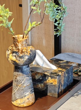 意式风格黄金丝绸大理石托盘套组