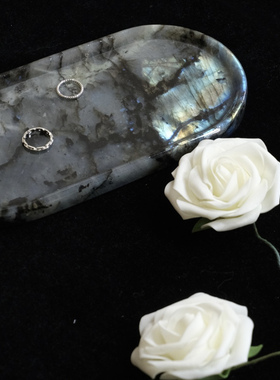 天然大理石托盘蓝翡翠香薰摆件