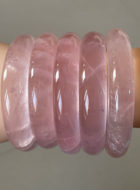 工厂批发纯天然粉晶手镯 联系客服拍视频一物一图