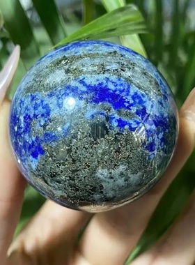 天然水晶青金石球原石打磨舒缓眼压消除疲劳招财纳福收藏送礼