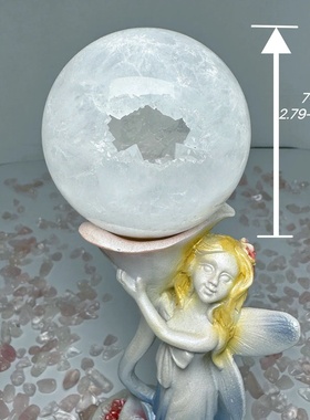 天然水晶白玛瑙晶洞原石打磨球摆件原石打磨能量舒缓