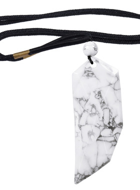 欧美款天然水晶半菱形吊坠项链可调节尼龙绳水晶菱形饰品项链