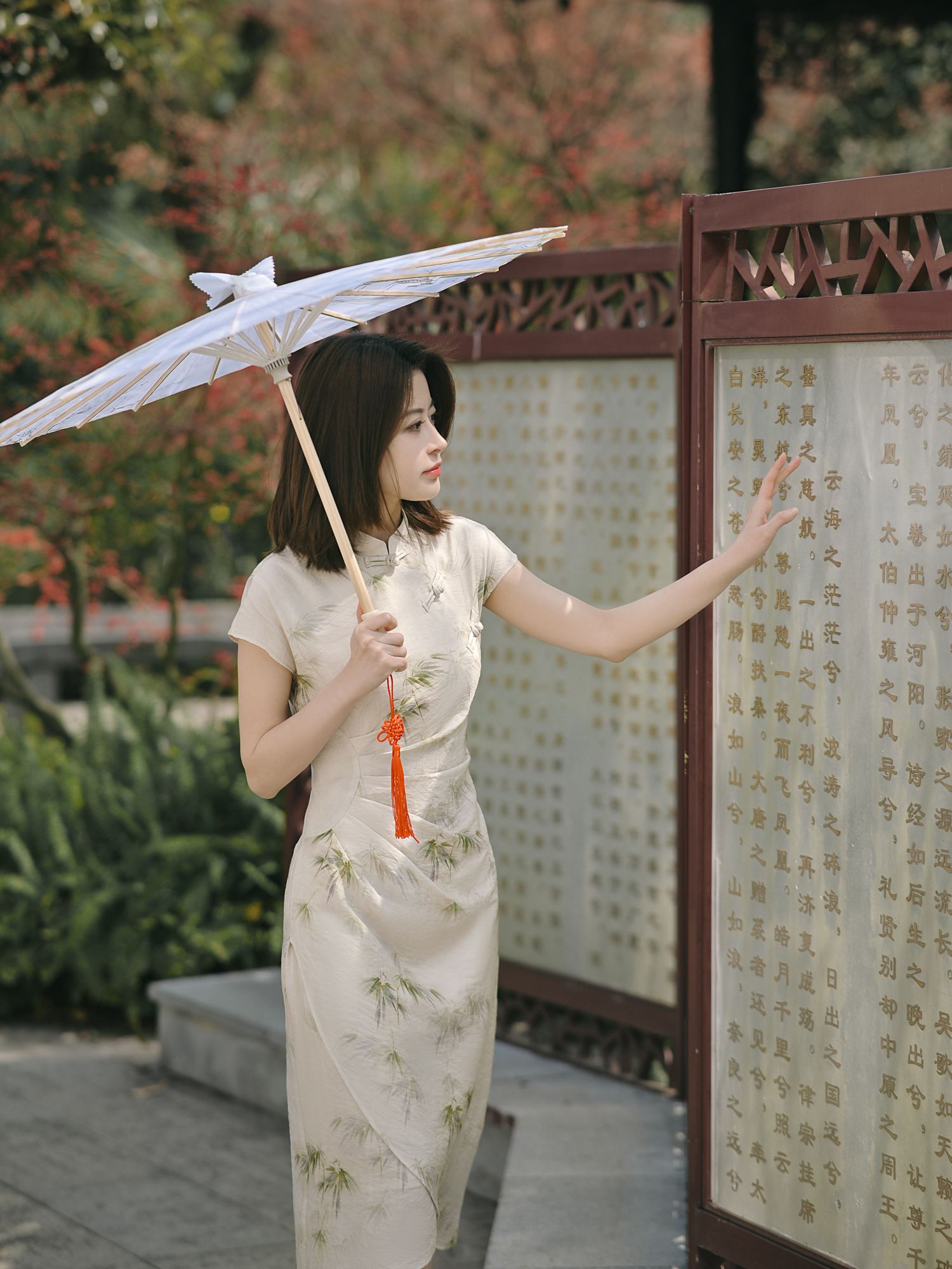 伴夏小个子自制新中式改良旗袍山水画女夏气质复古短袖连衣裙