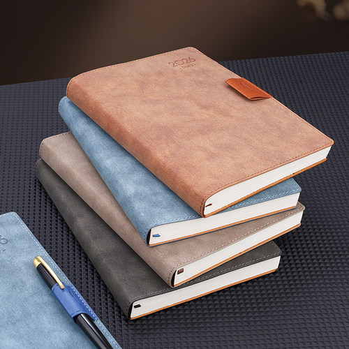 Geepa金派笔记本本子2026年历日程本A5日记本皮面16K年历本超厚商务成人记事本便携手册可定制logo - 图1