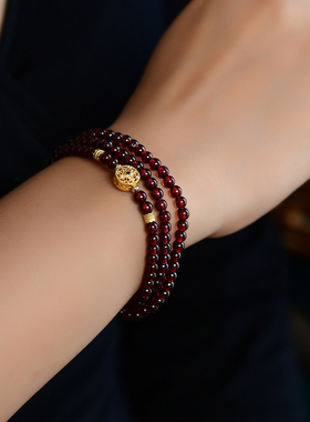 天然时来运转巴西紫牙乌石榴石手4k简约百搭女细小手串本命年转运