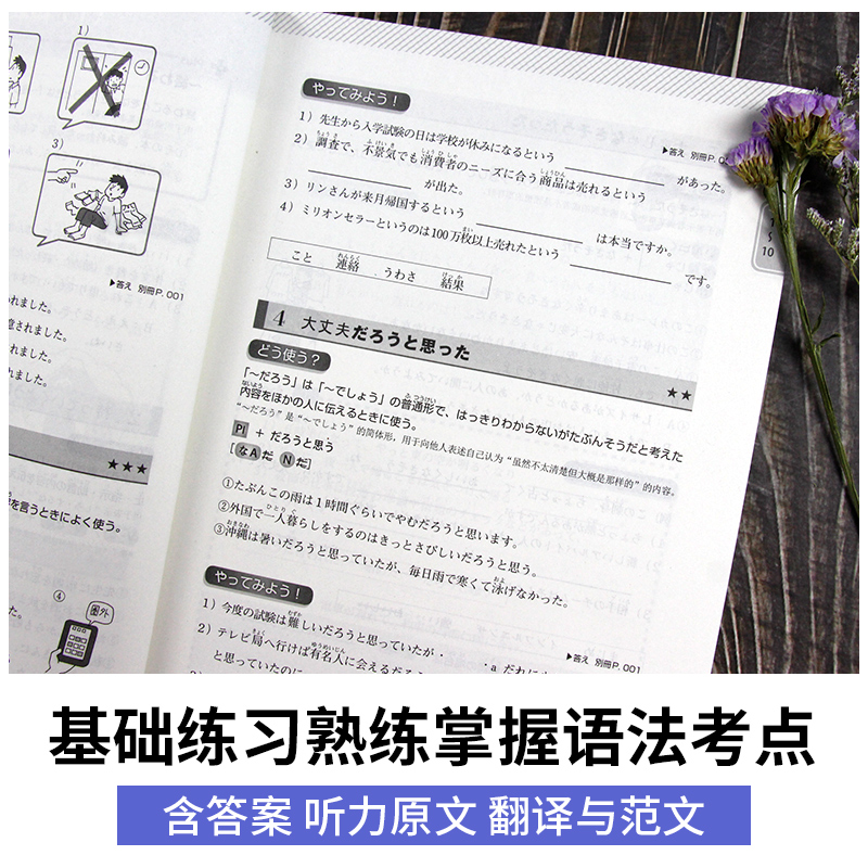 TRY日语N1 N2 N3 全3册 新日本语能力考试 语法 日本原版引进新日语能力考试语法阅读听力备新日语考试可搭日语考前对策语法 - 图3