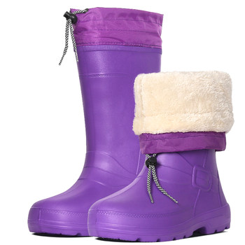 ຈັດສົ່ງຟຣີ EVA Foam Rain boots winter men and women's high-top waterproof shoes men and women's water boots kitchen non-slip oil-resistant food boots