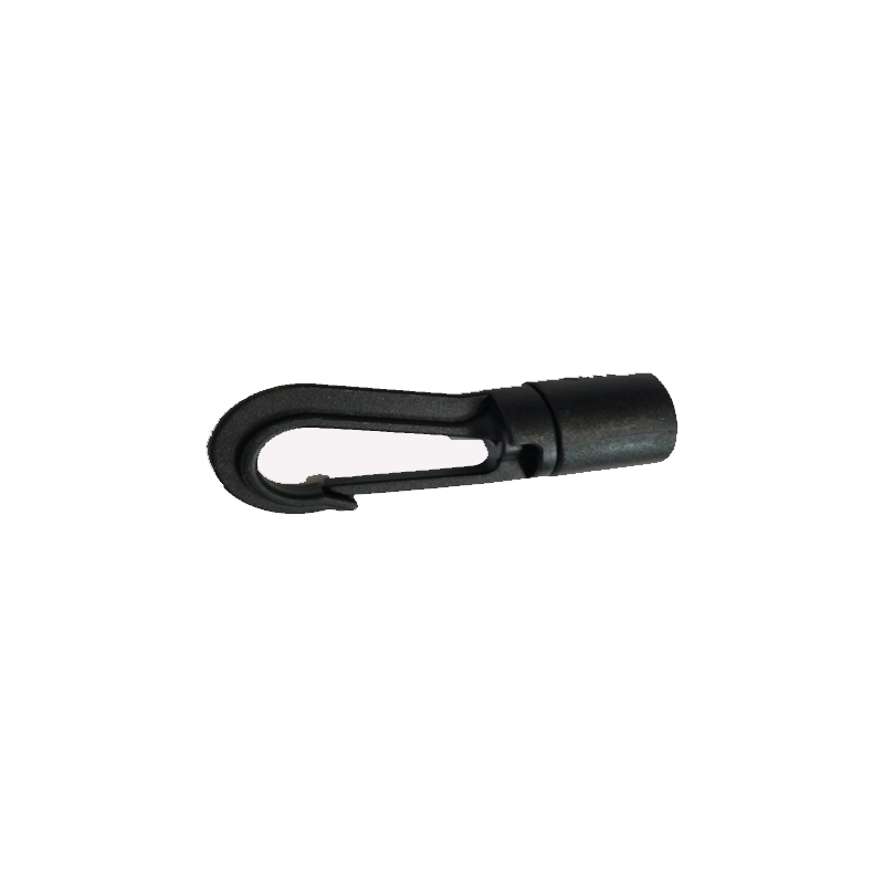 橡塑材料及制品户外装备配件黑色弹力绳捆绑带用POM钩8毫米孔现货